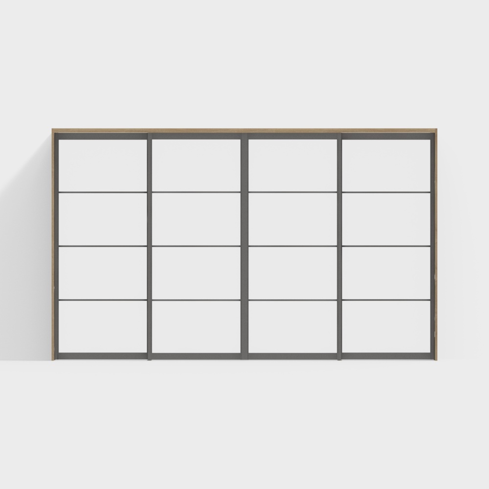 Wooden door-interior door-DZB partition four-sliding door-2350-GA cherry wood bright door frame color + gray door leaf color