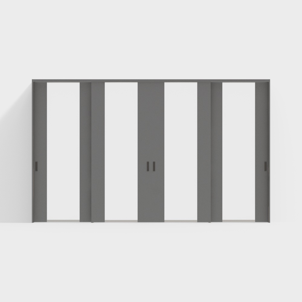 Wooden door-interior door-DGN partition four-sliding door-2350-VN medium gray