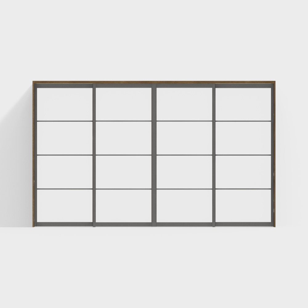 Porte intérieure Lixil-Porte intérieure-DZB partition quatre-porte coulissante-2350-GB chêne couleur de cadre de porte moyenne + couleur de feuille de porte grise