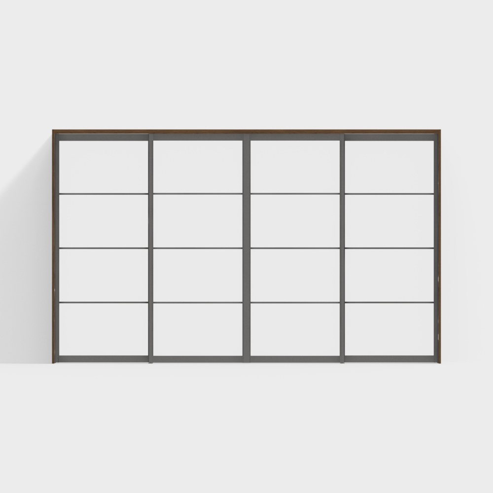 Wooden door-interior door-DZB partition four-sliding door-2350-GC walnut dark door frame color + gray door leaf color