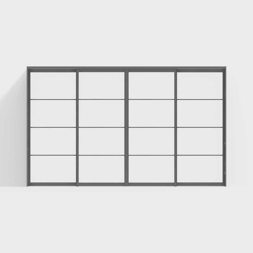 Lixil Door-Interior Door-DZB Partition Four-Sliding Door-2350-VN Medium Grey Door Frame Color + Grey Door Leaf Color