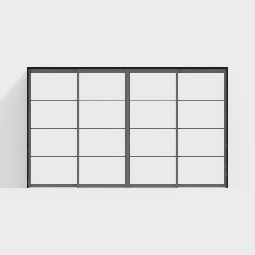 Porte en bois-porte intérieure-porte de séparation DZB-porte coulissante à quatre-2350-noir couleur de cadre de porte + couleur de feuille de porte gris