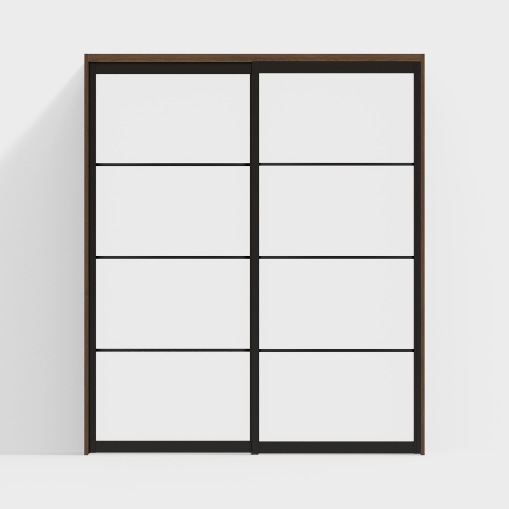 Wooden door-interior door-DZB partition sliding door-2350-GC walnut dark door frame color + black door leaf color