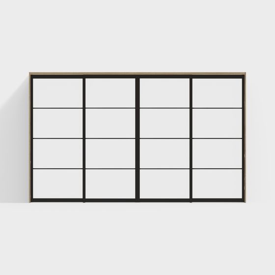 Lixil Tür-Innentür-DZB Trennwand Vier-Schiebetür-2350-GA Sakura Helle Türrahmenfarbe + Schwarze Türblattformfarbe