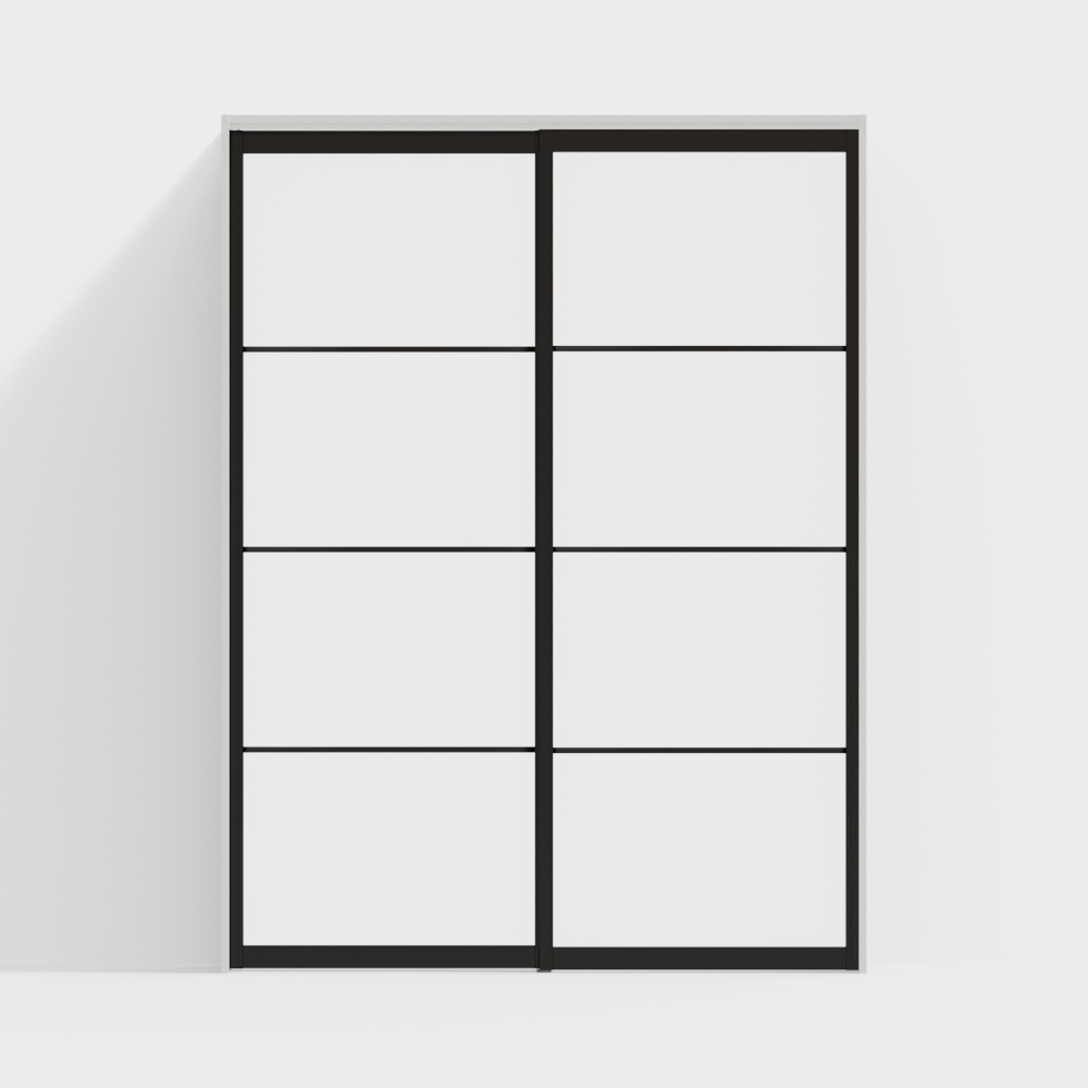 木門 - 內門 - DZB 隔斷滑門 - 2650-YY 漆白門框色 + 黑門扇色