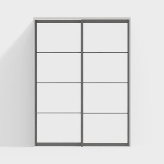 Cửa gỗ-cửa nội thất-cửa trượt phân vùng DZB-2650-YY màu khung cửa sơn trắng + lá cửa xám