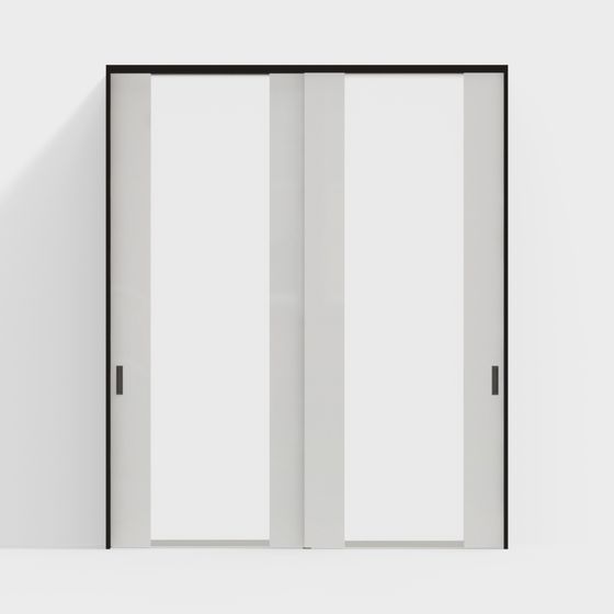 Holztür-Innentür-DGN Trennschiebetür-2650-schwarzer Rahmen + TD Spiegelweiß Türblatt