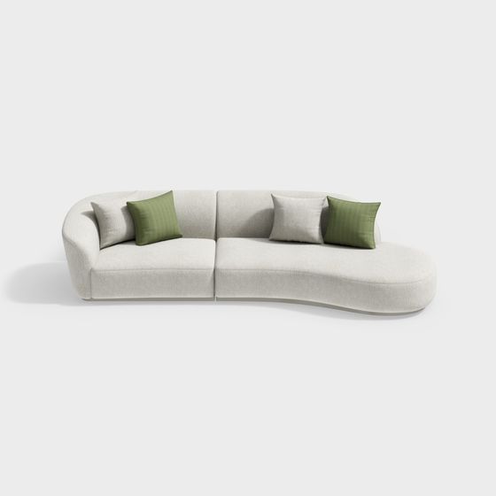 Elegant Curved Sofa 3D model for Modern Interiors
