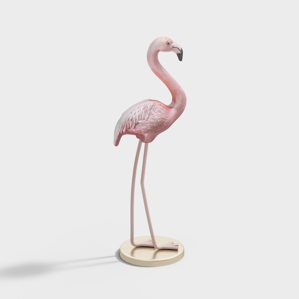 Elegant Pink Flamingo 3D model on the Beach