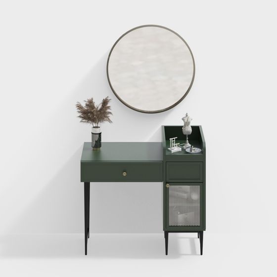 Elegant Green Vanity Table 3D model