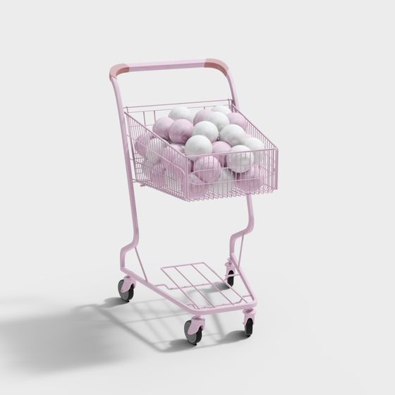 Cute Pink Shopping Cart 3D model for Creative Projects