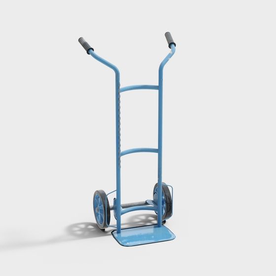 Vibrant Blue Hand Truck 3D Model
