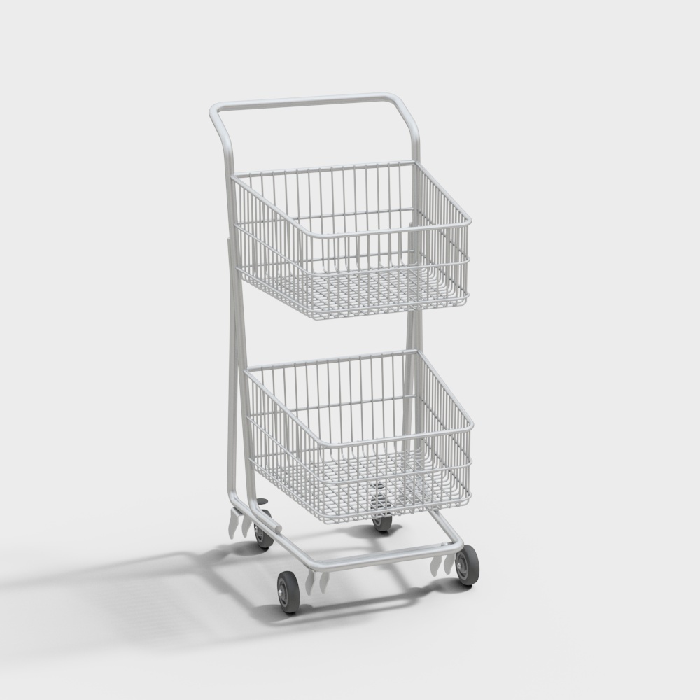 Stylish Low-Polygon Shopping Cart 3D model