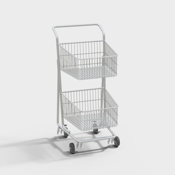 Stylish Low-Polygon Shopping Cart 3D model
