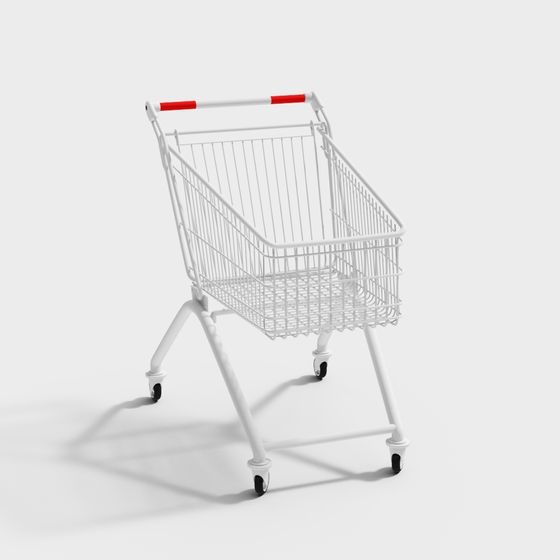 Minimalist Supermarket Cart 3D Model