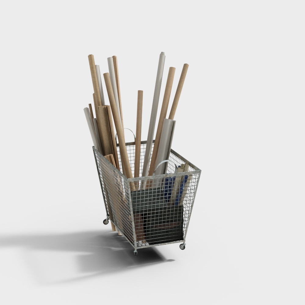Contemporary Metal Shopping Cart 3D Model
