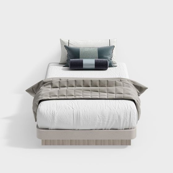 Stylish Low-Poly Bed 3D Model for Modern Interiors