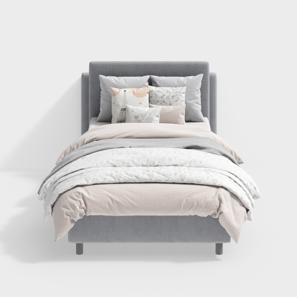 Lit Simple Bleu Clair Moderne