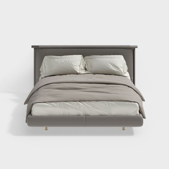 Stylish Low-Polygon Bed Frame 3D model for Modern Spaces
