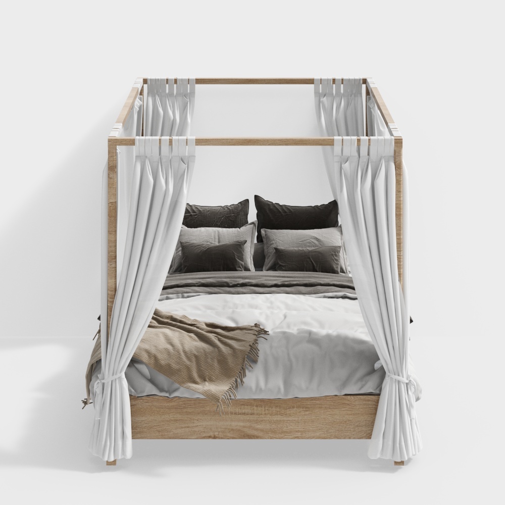 Elegant Canopy Bed 3D model