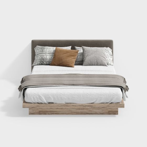 Elegant Low-Poly High-Detail Bed 3D model