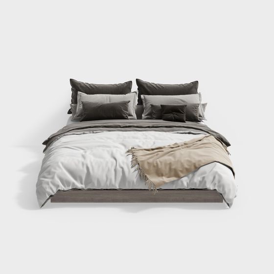 Elegant Low-Polygon Bed 3D model for Modern Interiors