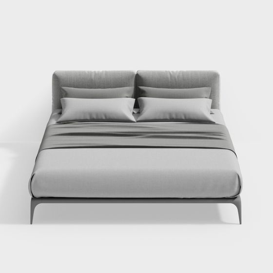 Elegant Low-Polygon Bed 3D model for Modern Interiors
