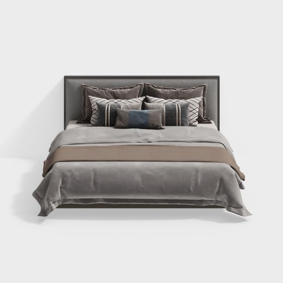 Elegant Low-Poly 3D Bed Model for Modern Interiors