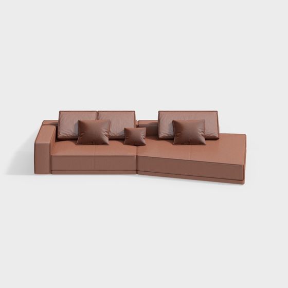 Stylish Low-Poly Sofa 3D model for Modern Interiors