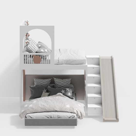 Cozy Bunk Bed 3D model