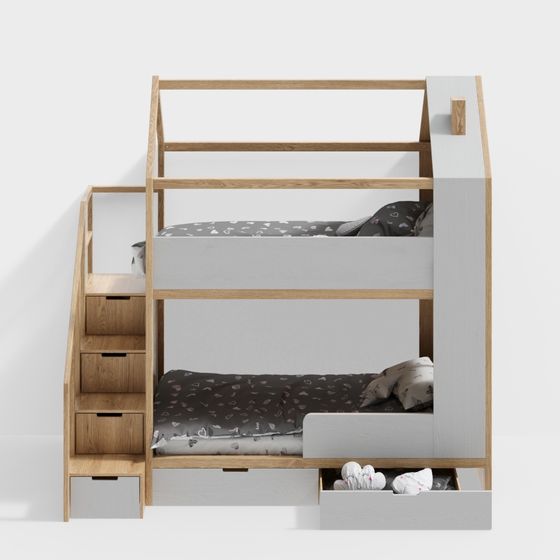 Cozy Bunk Bed 3D model for Modern Spaces
