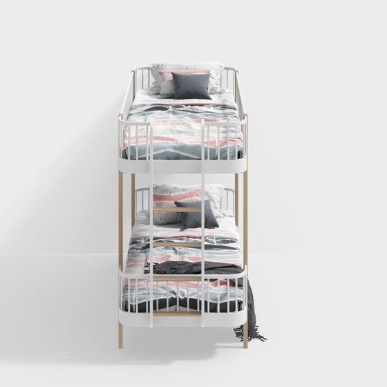 Elegant 3-Tier Bunk Bed 3D Model