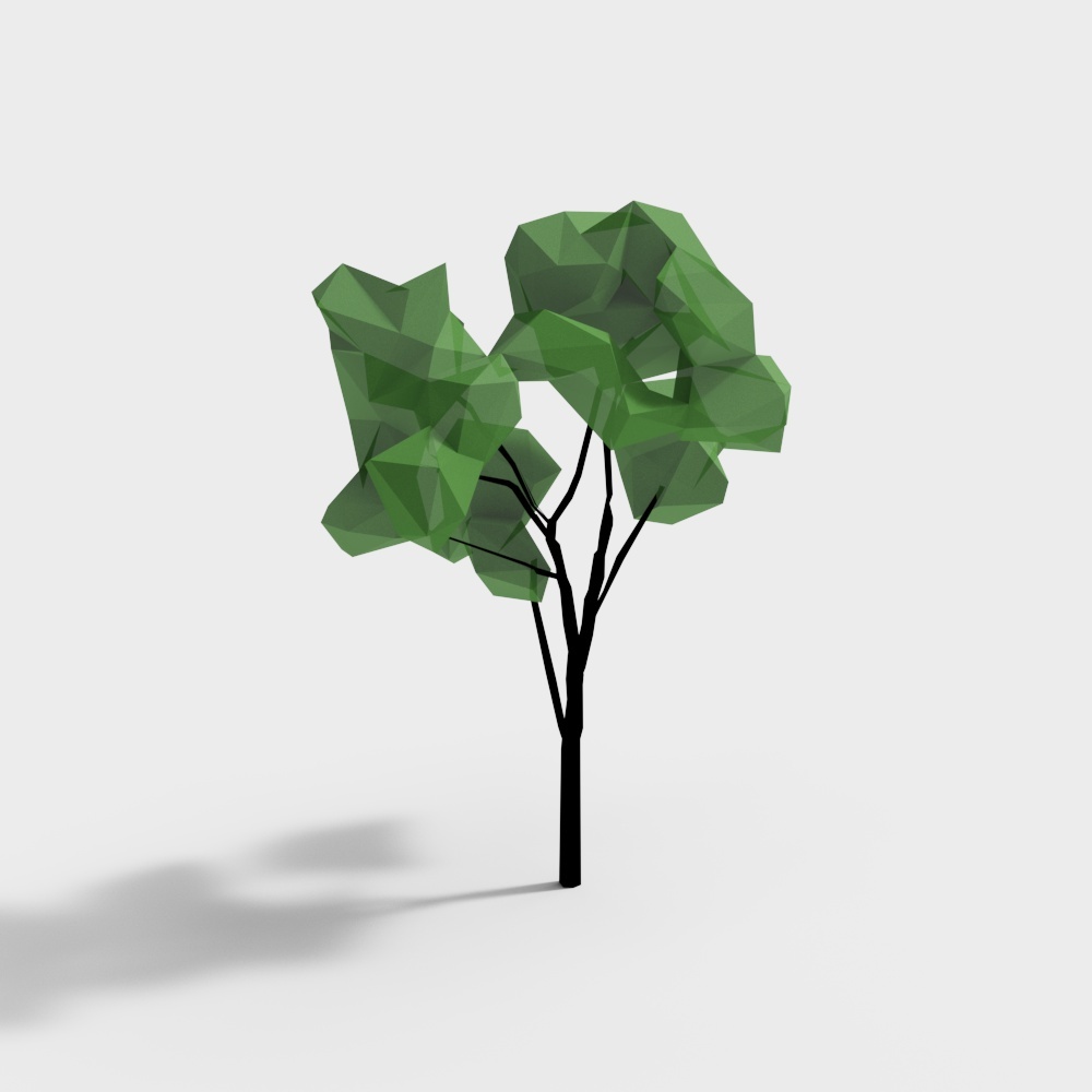Low Poly Green Tree 3D Model – Geometric Nature Design