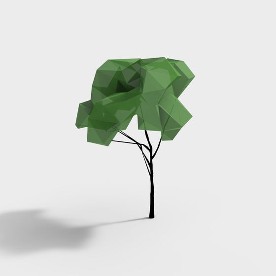 Modern Low-Poly Tree 3D Model