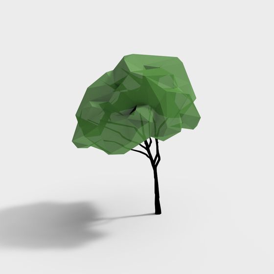 Stylish Low Poly Green Tree 3D model