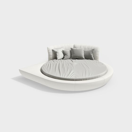 Futuristic Low-Poly Round Bed 3D model