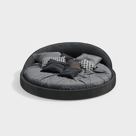 Modern Low-Poly Round Bed 3D model