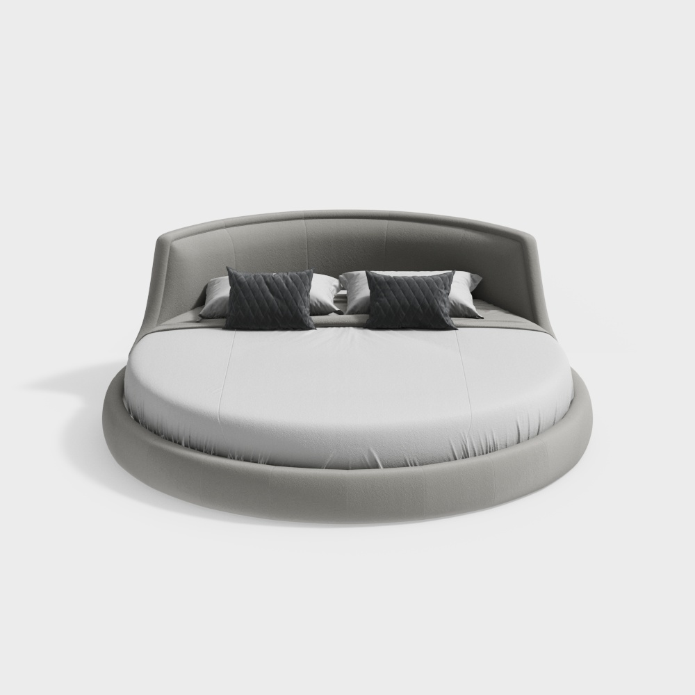 Modern hotel room with round bed