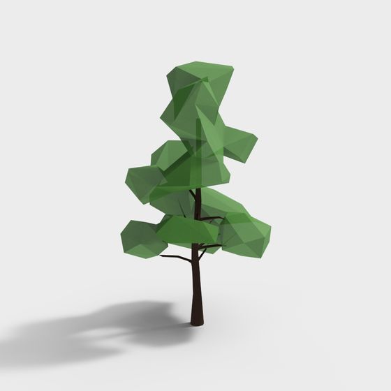Stylish Low Polygon Green Tree 3D model