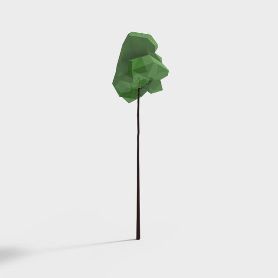 Artistic Low-Poly Green Tree 3D Model