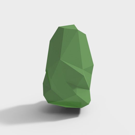 Mysterious Green Low Poly Rock 3D model for Creative Projects