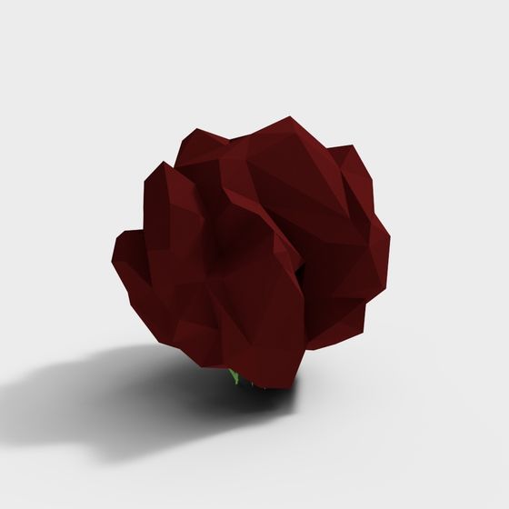 Low Poly Origami Rose 3D model