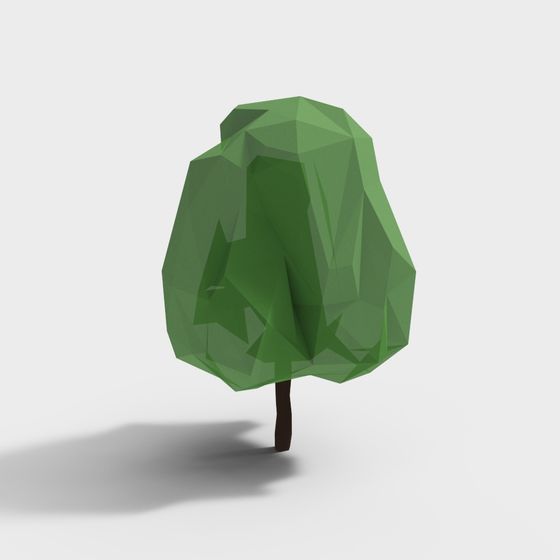 Green Guardian Low-Poly Tree 3D model for Creative Projects