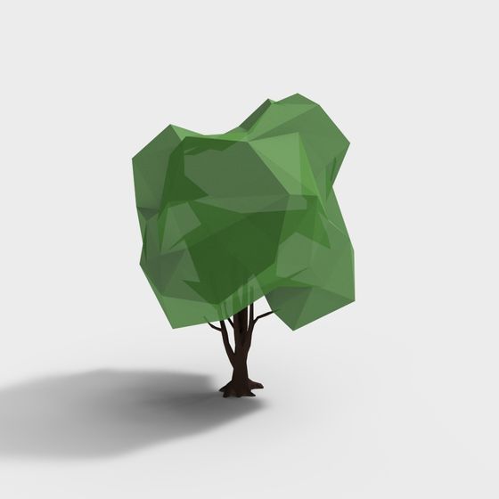 Low Polygon Green Tree 3D model for Creative Projects