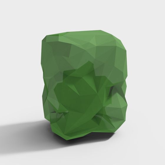 Emerald Skull Low Poly 3D model