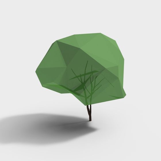 Stylish Low Poly Green Tree 3D model