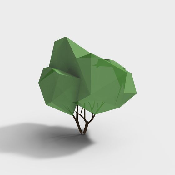 Low Poly Green Tree 3D Model