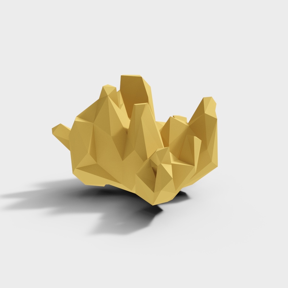 Golden Low-Polygon Hill 3D model