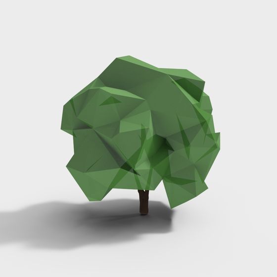 Artistic Low-Poly Green Tree 3D Model for Creative Projects