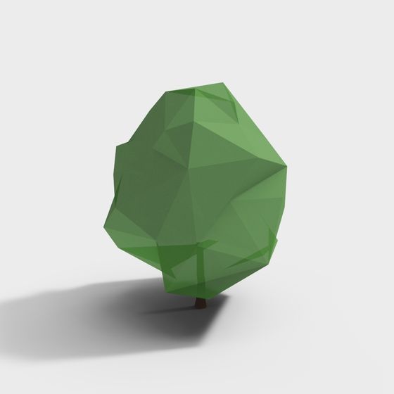 Artistic Low-Poly Green Tree 3D model